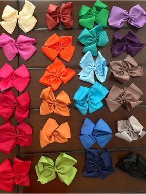 6” Girls Hair Bows - Assorted Solid Colors